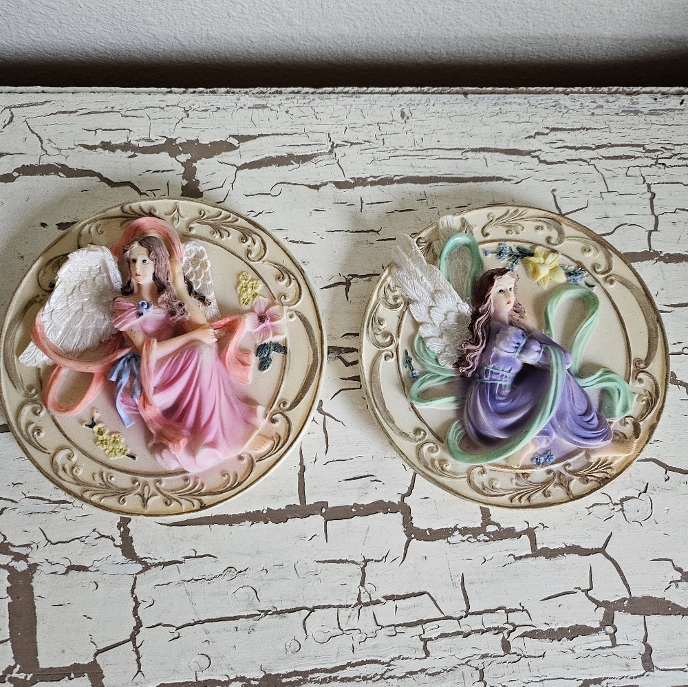 Vintage Small Angel Plates 3d Decoration
